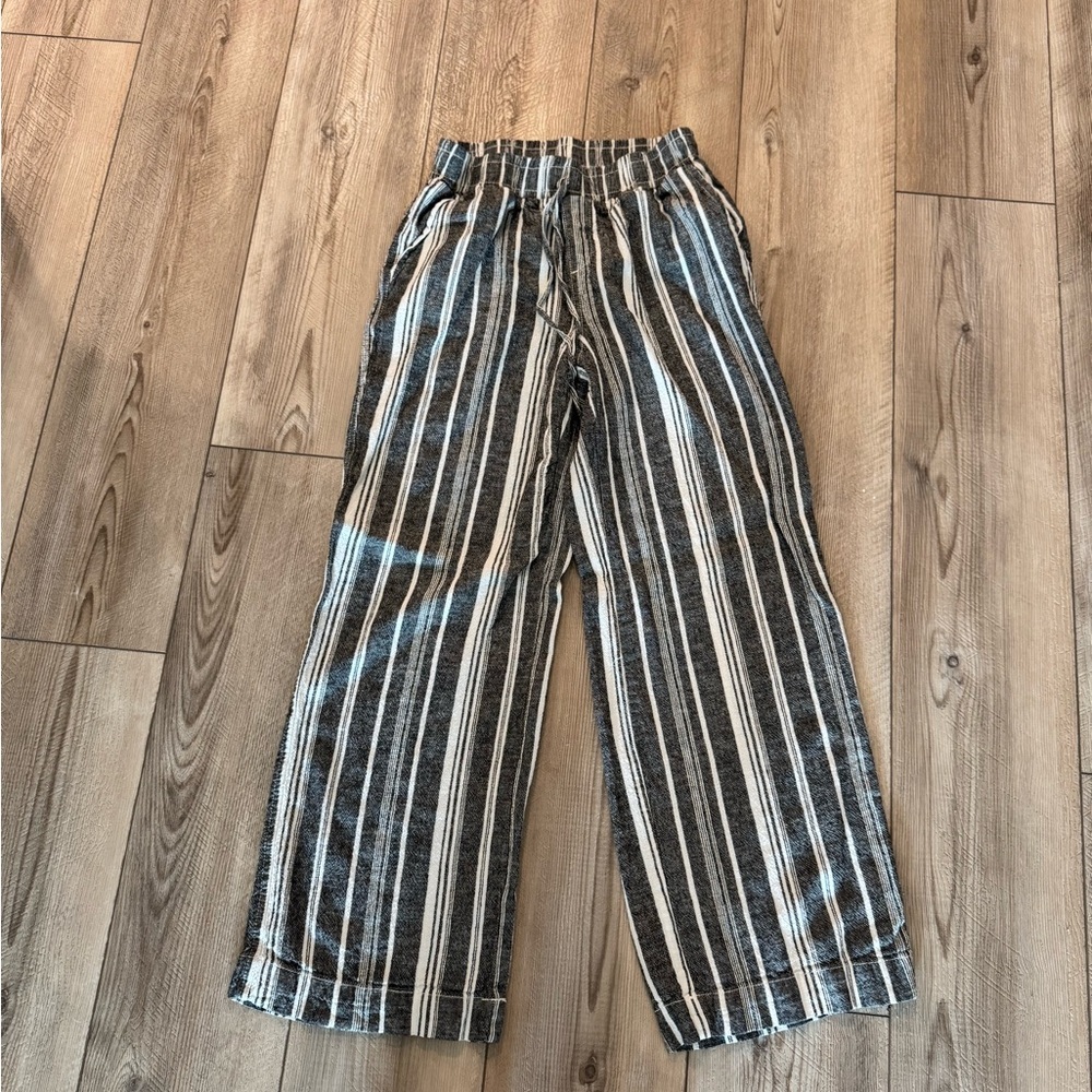 Briggs Striped Wide Leg‎ Women's Pants Elastic Waist Drawstring Casual Beach